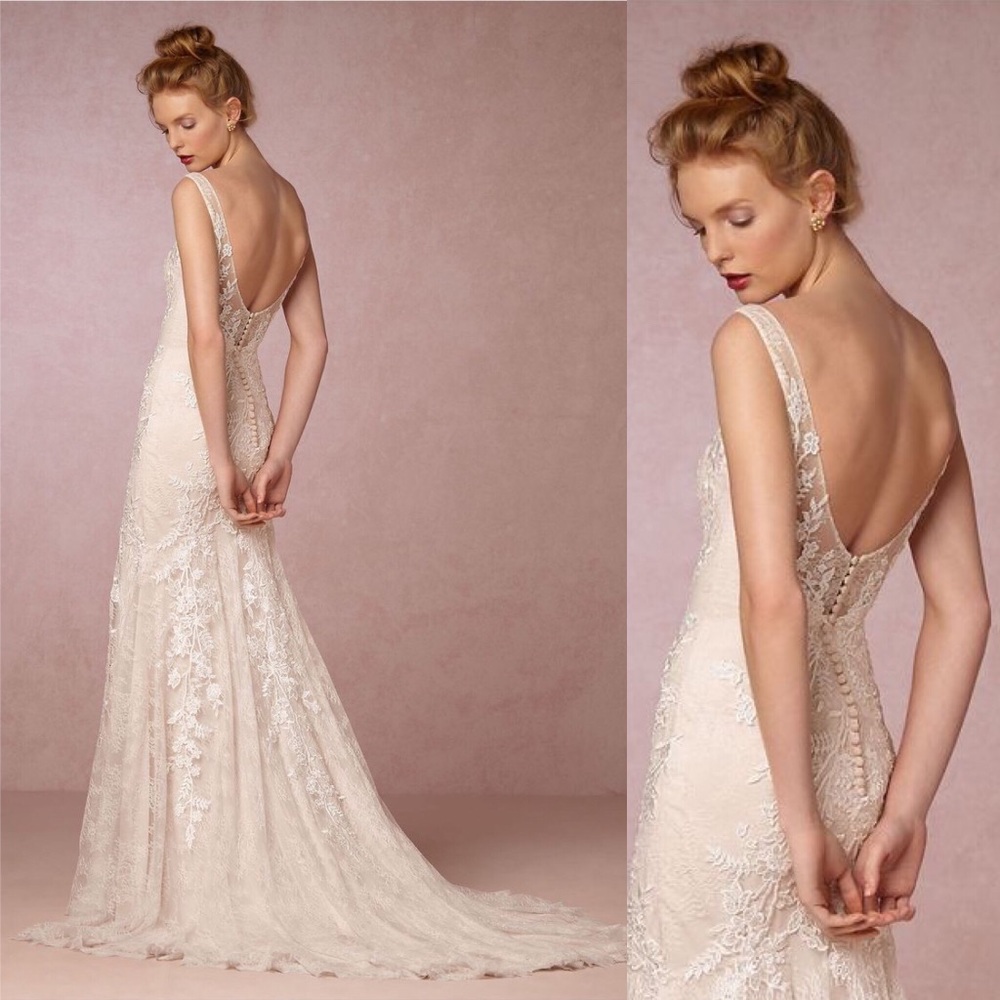 BHLDN Anthropologie Elisha Ivory Lace Wedding Gown - Picture 2 of 8